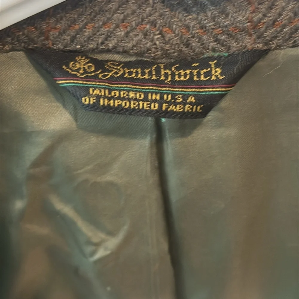 Vintage Southwick Neiman Marcus Green rust plaid Wool Jacket blazers 43 R